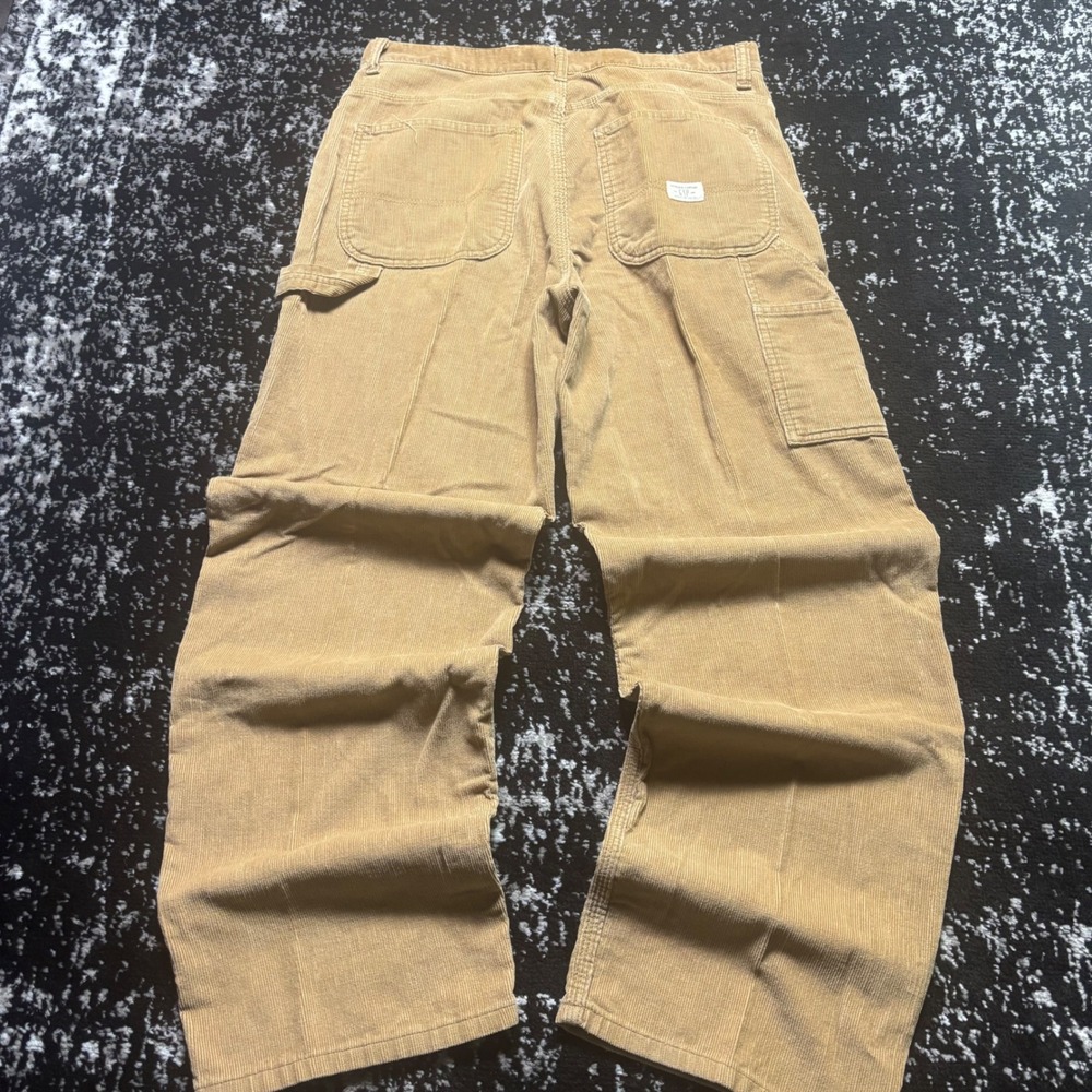 Vintage Gap Carpenter Pants Mens 34x32 Tan Corduroy Y2K Wide Leg Utility - Picture 2 of 8